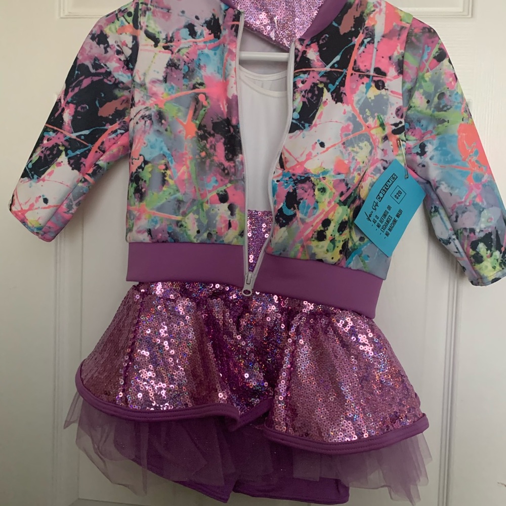 Purple graffiti child dance costume